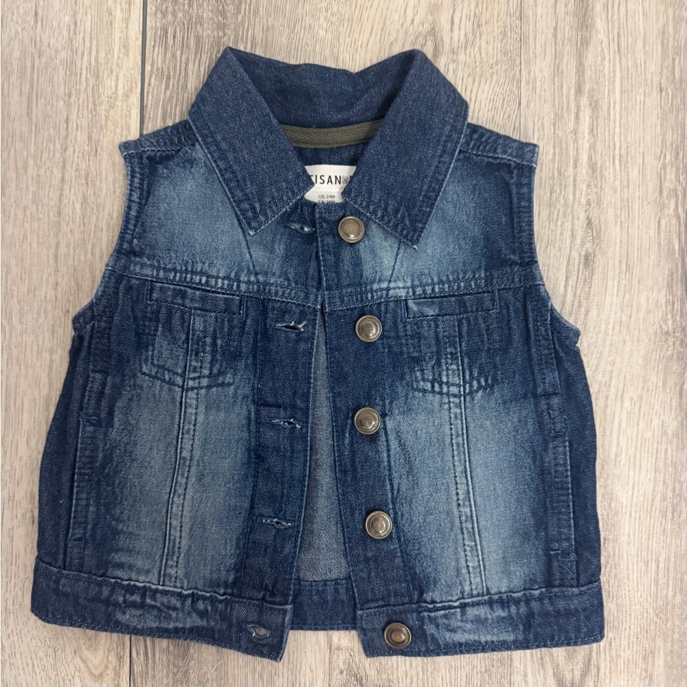 Artisan Ny Blue Denim Vest Classic Sleeveless Design